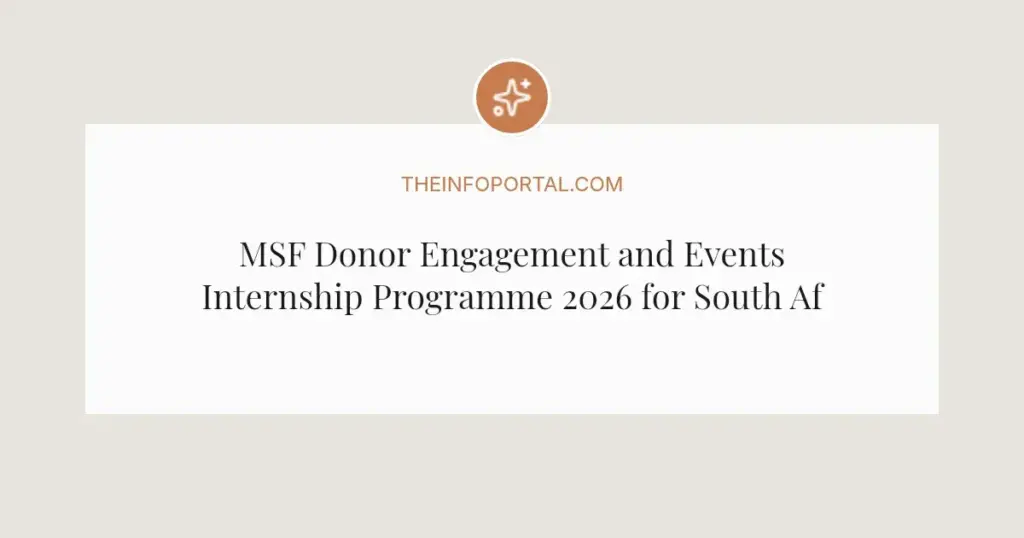 MSF Donor Engagement and Events Internship Programme 2026 for South African Graduates