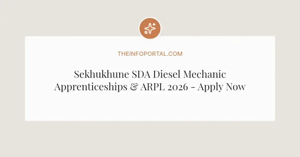 Sekhukhune SDA Diesel Mechanic Apprenticeships & ARPL 2026 - Apply Now