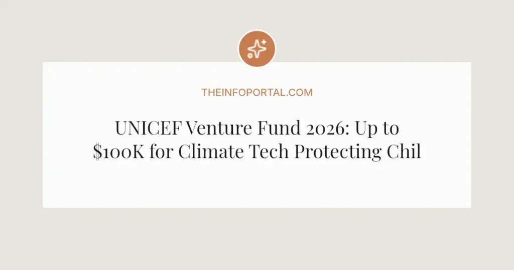 UNICEF Venture Fund 2026: Up to $100K for Climate Tech Protecting Children