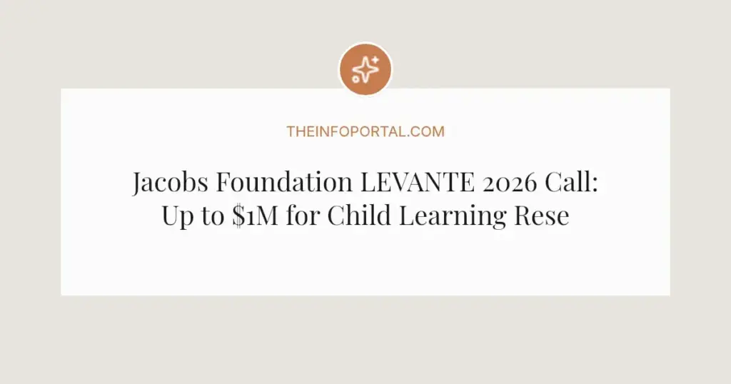 Jacobs Foundation LEVANTE 2026 Call: Up to $1M for Child Learning Research