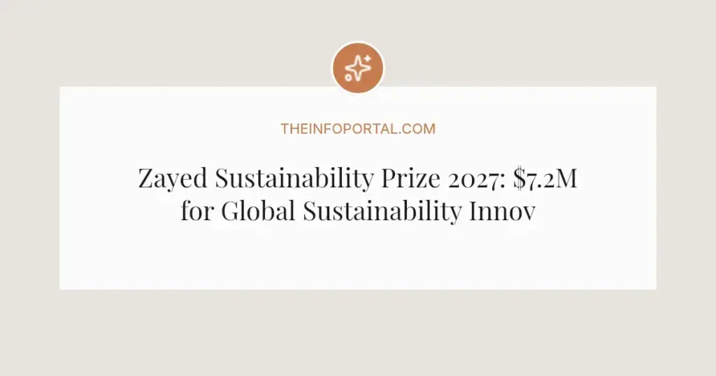 Zayed Sustainability Prize 2027: $7.2M for Global Sustainability Innovators