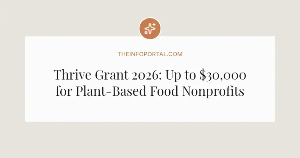 Thrive Grant 2026: Up to $30,000 for Plant-Based Food Nonprofits