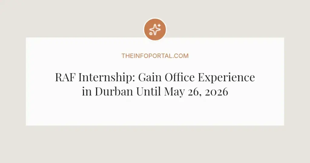 RAF Internship: Gain Office Experience in Durban Until May 26, 2026